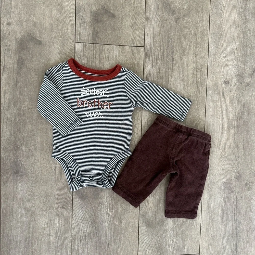 Carters newborn baby boy outfit cutest brother ever  Guc